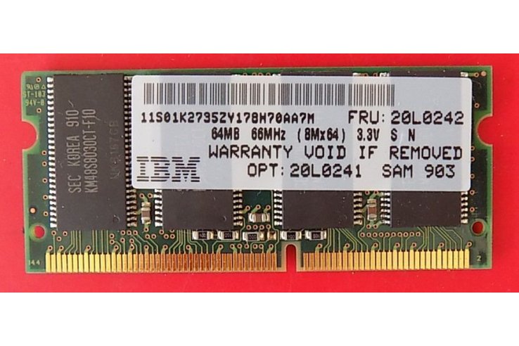 MEMORIA RAM IBM 466S823AT2 64MB - CODICE A BARRE 11S01K2735ZY178W70AA7M FRU 20L0242