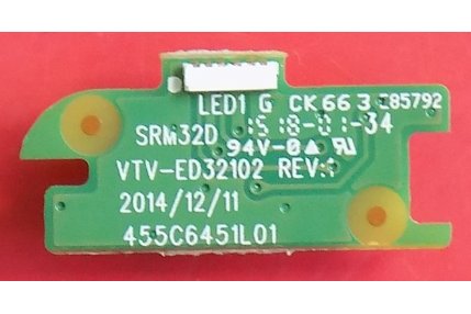 Ricevitori IR e Modulini Led on TV - Scheda Led Toshiba SRM32D VTV-IR32102 REV:1 455C6451L01
